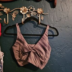 Zella Brown Twist-Front Patterned Camisole